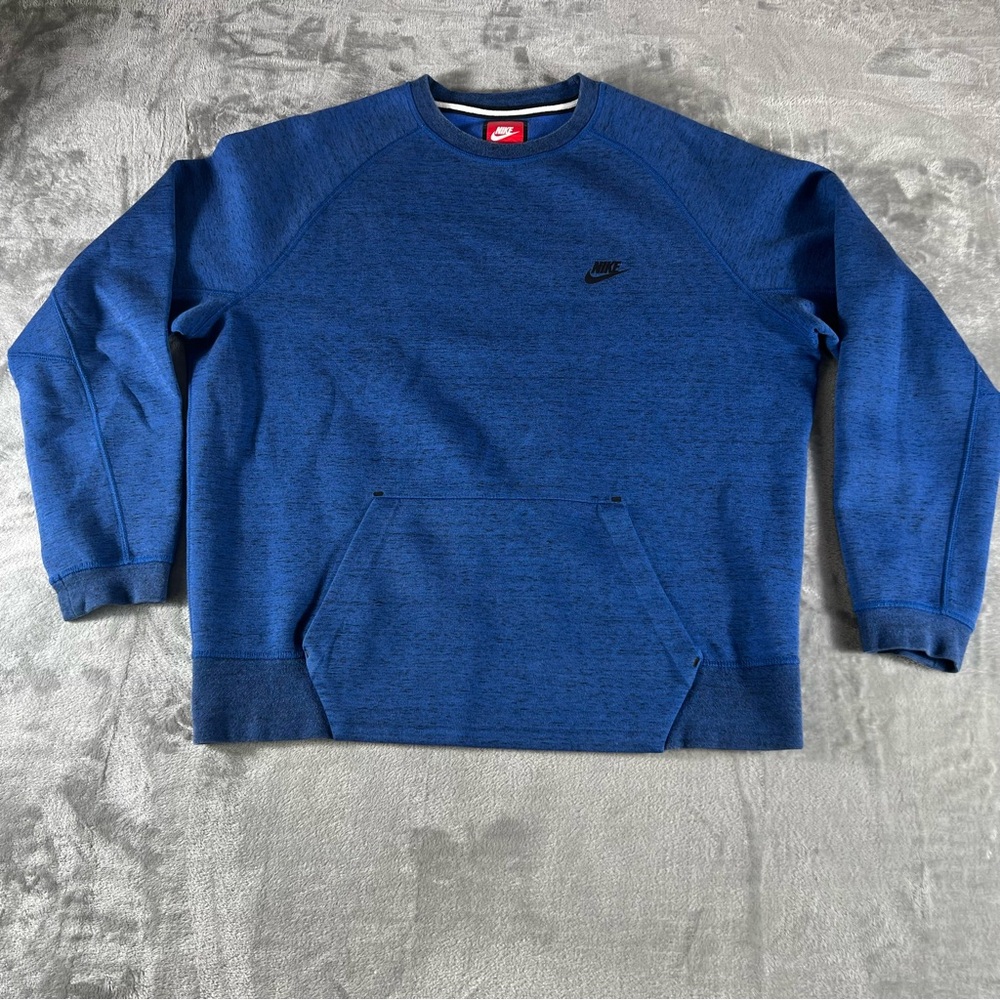 Nike Men’s Sz XL Tech Fleece Crewneck  Sweatshirt Royal Blue Pouch Pocket Unisex